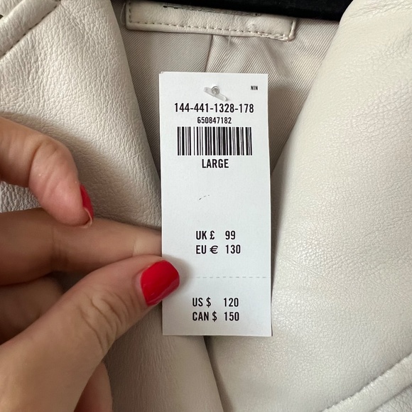 Abercrombie & Fitch Cream Faux Leather Jacket NWT size L - Picture 2 of 10